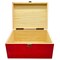RED Unfinished Wood Classic Box with Hinged Lid for Arts, Crafts, Hobbies, and Home Storage - 10.62" x 7.87" x 5.51" in Inches